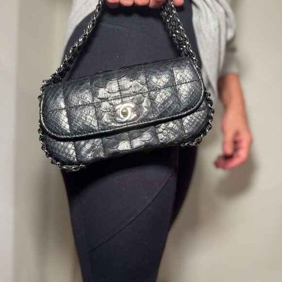 Chanel sac class rabat 94305 noir (Vintage Python) - Picture 4 of 4